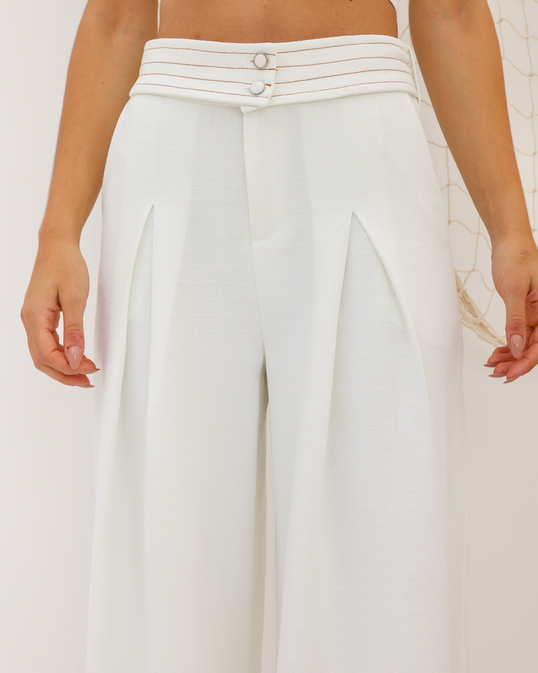 Dot Clothing - Calça Dot Clothing Linho com Cinto Offwhite - 2081OFF