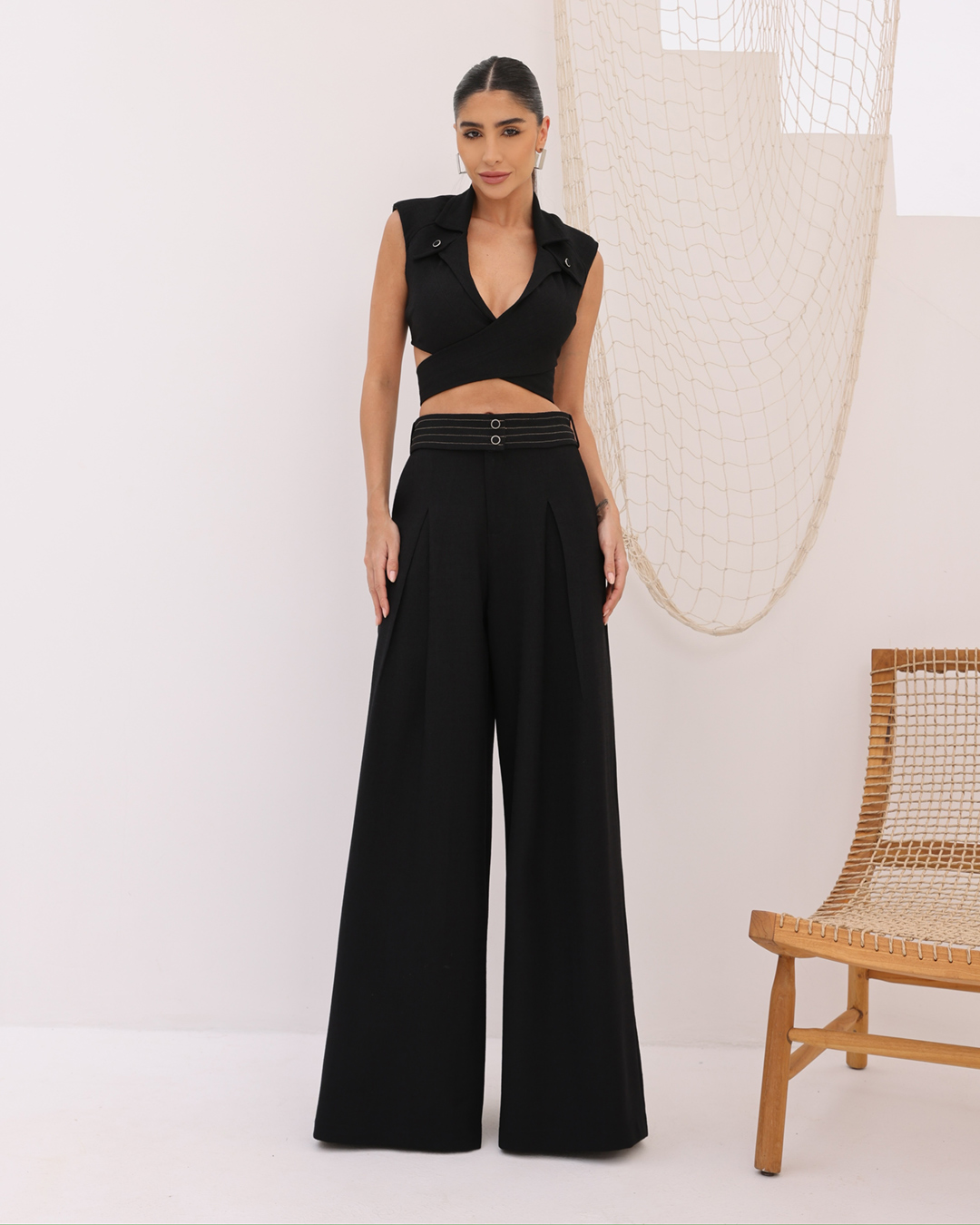 Dot Clothing - Pants Dot Clothing Linen with Belt Black - 2081PRETO