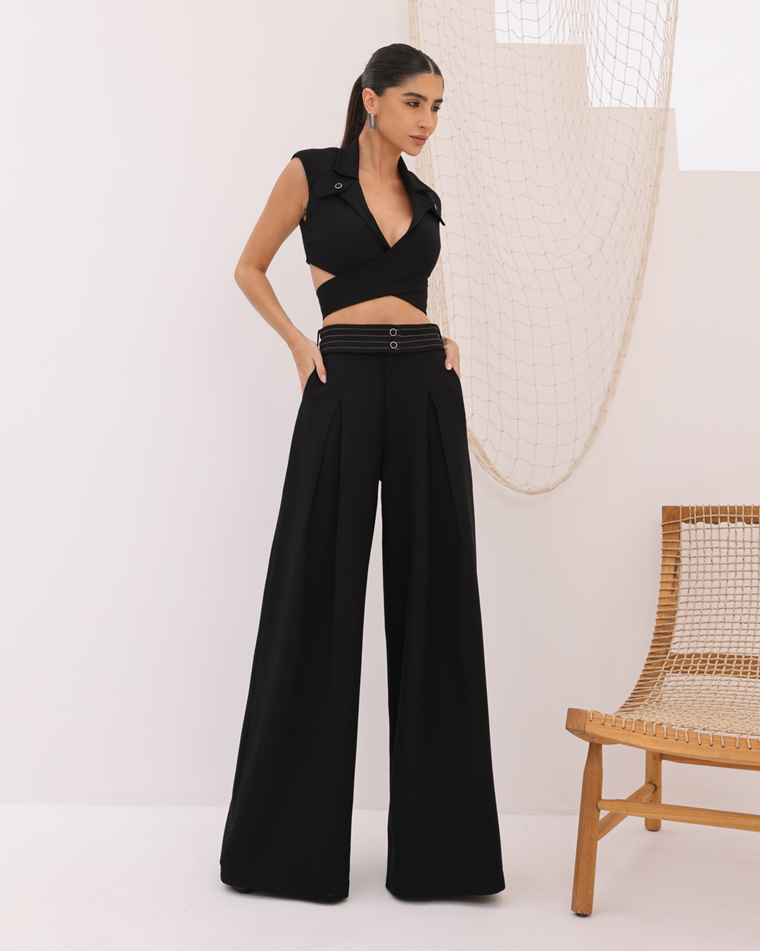 Dot Clothing - Pants Dot Clothing Linen with Belt Black - 2081PRETO