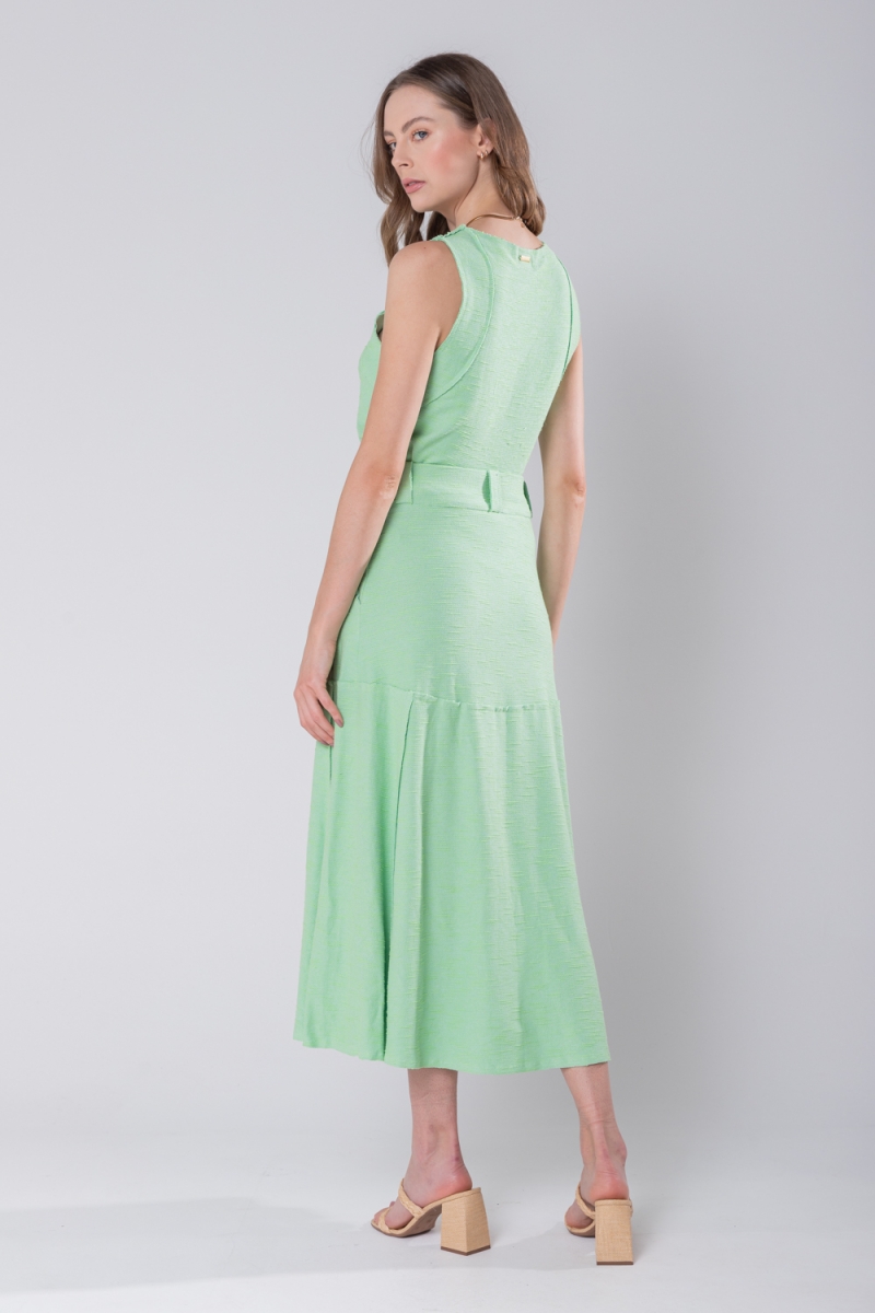 Hidrogênio - EVASE MIDI THREAD SKIRT GREEN - 19805