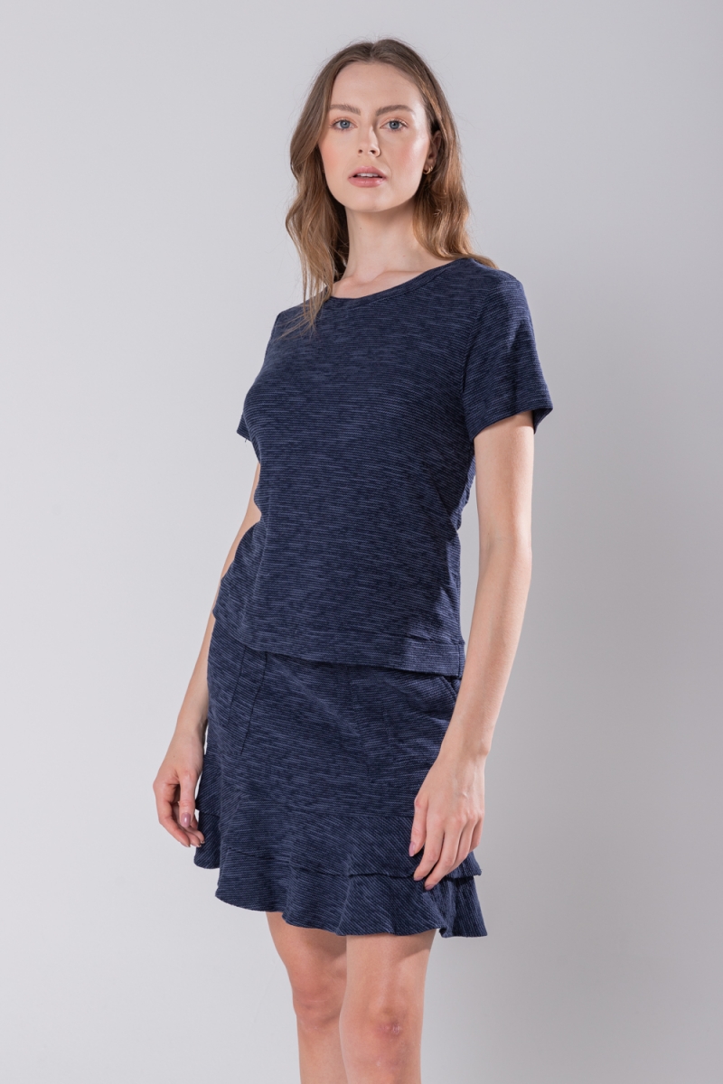 Hidrogênio - NAVY ROUND NECK BLOUSE - 19813