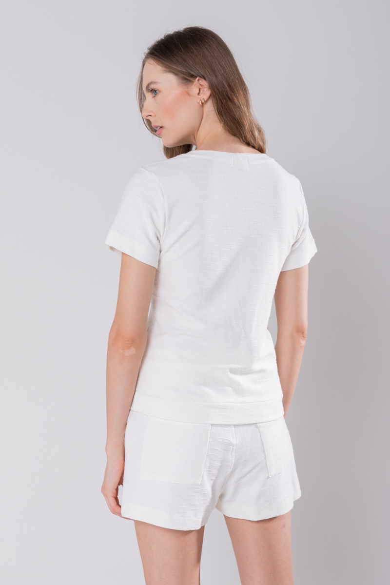 Hidrogênio - BLUSA DECOTE REDONDO OFF WHITE - 19813