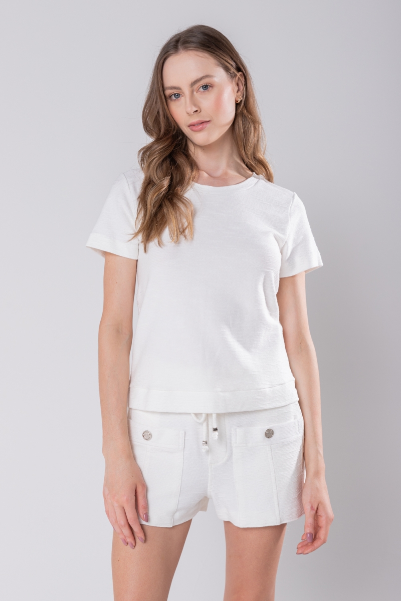 Hidrogênio - BLUSA DECOTE REDONDO OFF WHITE - 19813