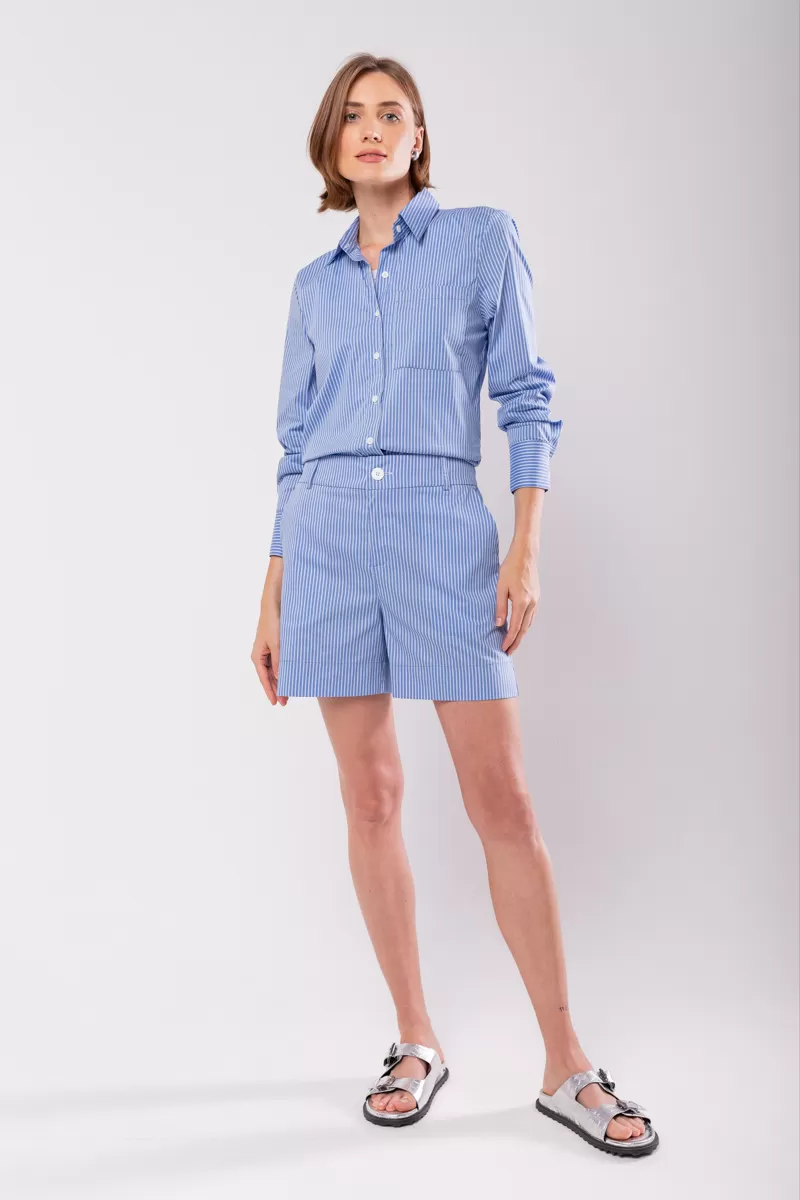 Hidrogênio - BERMUDA LISTRADA AZUL C/ OFF WHITE - 19826 Hidrogênio - BERMUDA LISTRADA AZUL C/ OFF WHITE - 19826