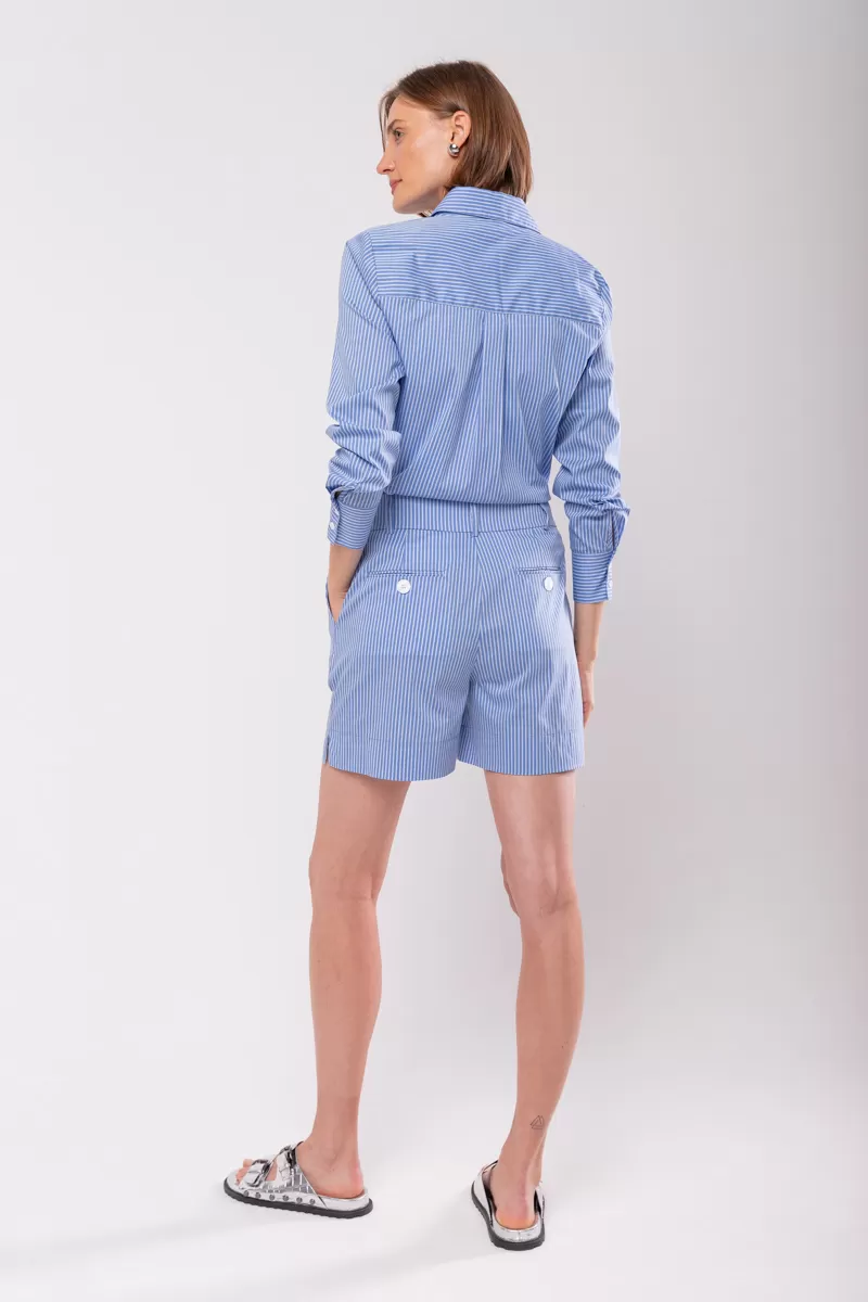 Hidrogênio - BERMUDA LISTRADA AZUL C/ OFF WHITE - 19826 Hidrogênio - BERMUDA LISTRADA AZUL C/ OFF WHITE - 19826