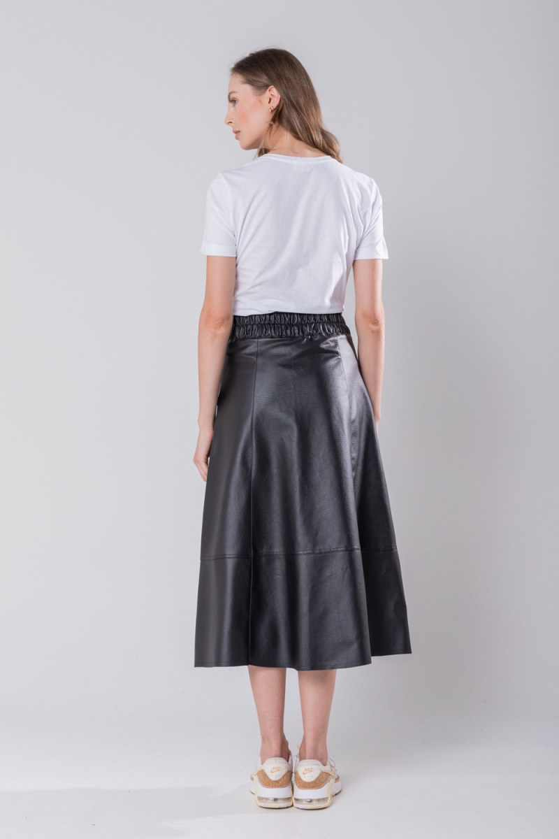 Hidrogênio - EVASE MIDI SKIRT WITH BLACK ELASTIC WAISTBAND - 19743