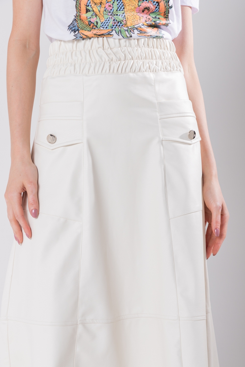 Hidrogênio - EVASE MIDI SKIRT WITH ELASTIC WAISTBAND OFF WHITE - 19743