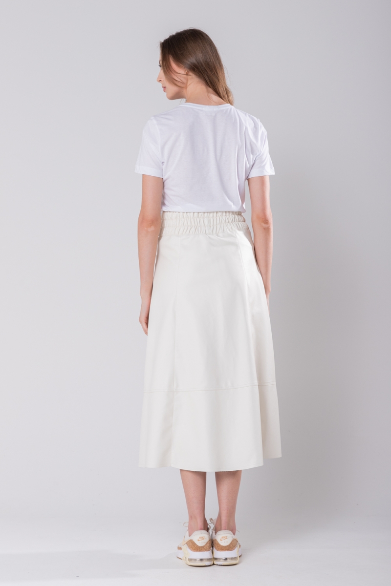 Hidrogênio - EVASE MIDI SKIRT WITH ELASTIC WAISTBAND OFF WHITE - 19743