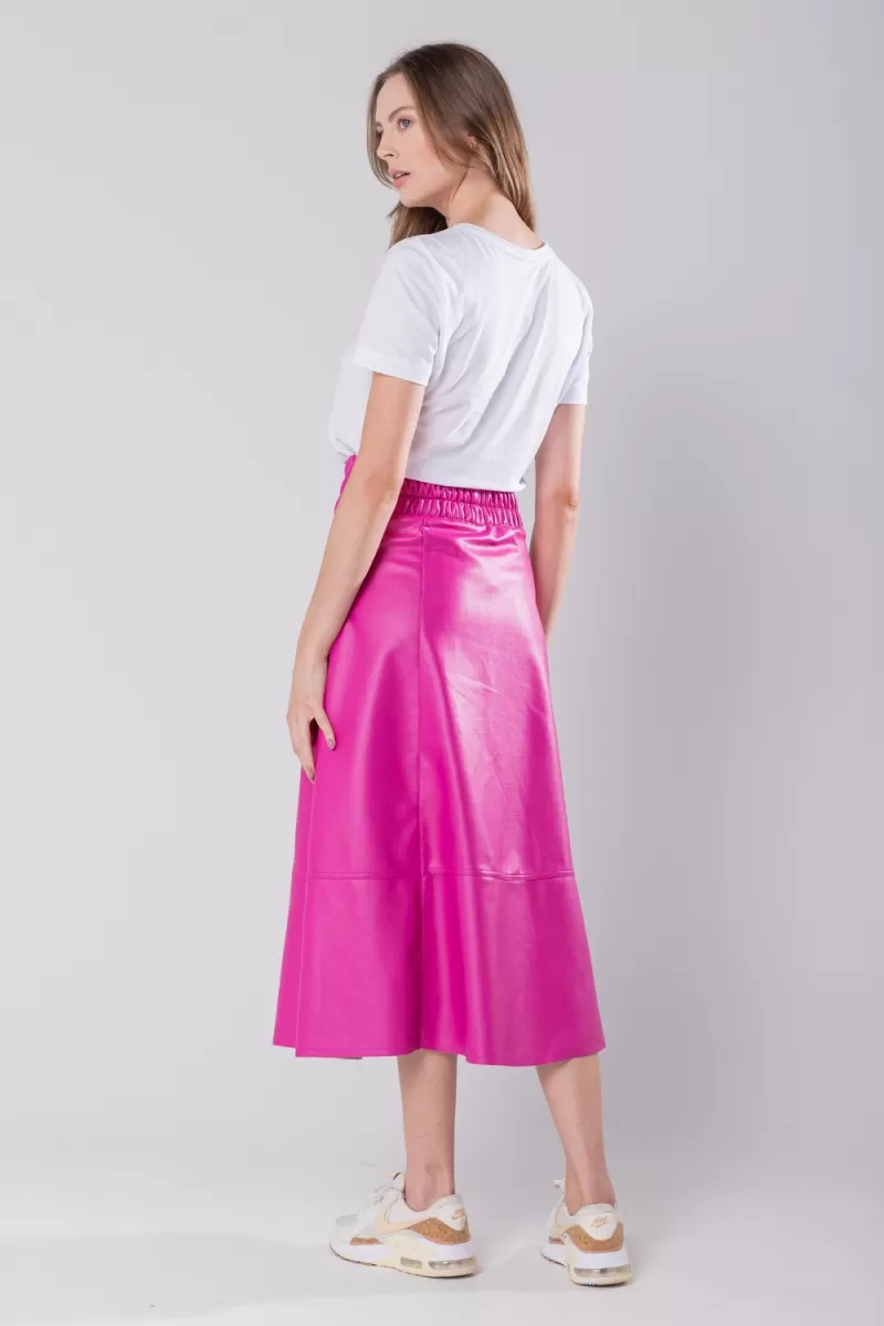 Hidrogênio - EVASE MIDI SKIRT WITH ELASTIC WAISTBAND PINK - 19743 Hidrogênio - EVASE MIDI SKIRT WITH ELASTIC WAISTBAND PINK - 19743