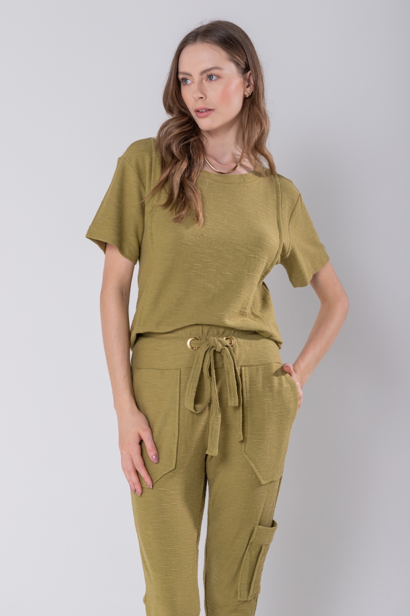 Hidrogênio - GREEN PLEASED AND SHORT SLEEVE BLOUSE - 19756