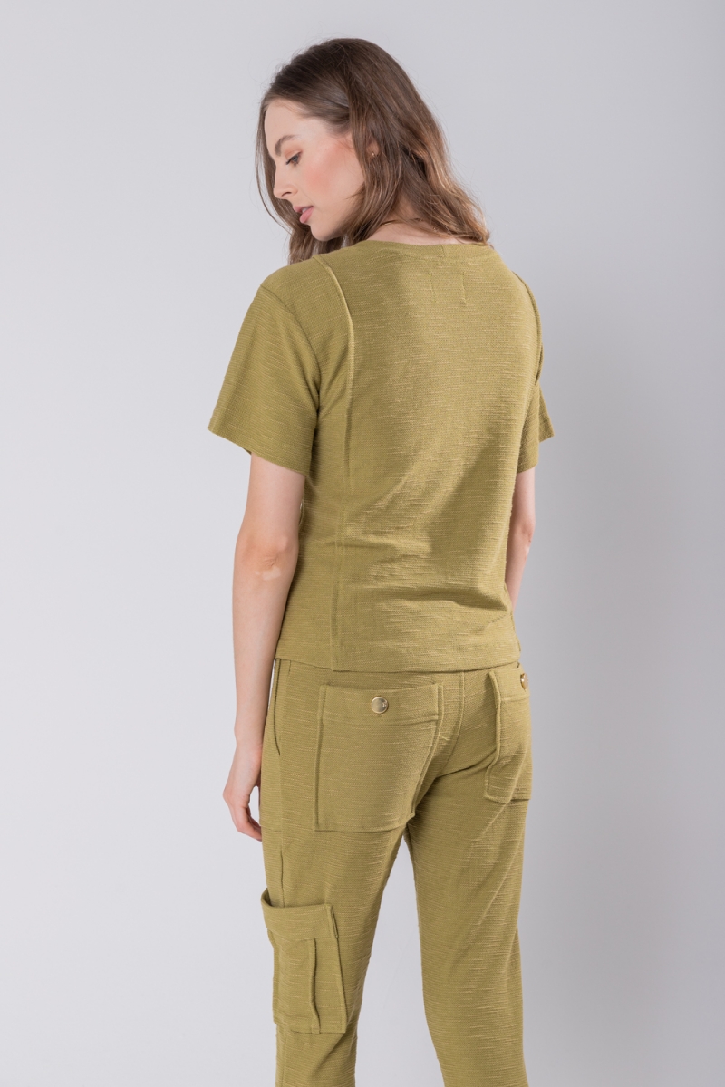 Hidrogênio - GREEN PLEASED AND SHORT SLEEVE BLOUSE - 19756