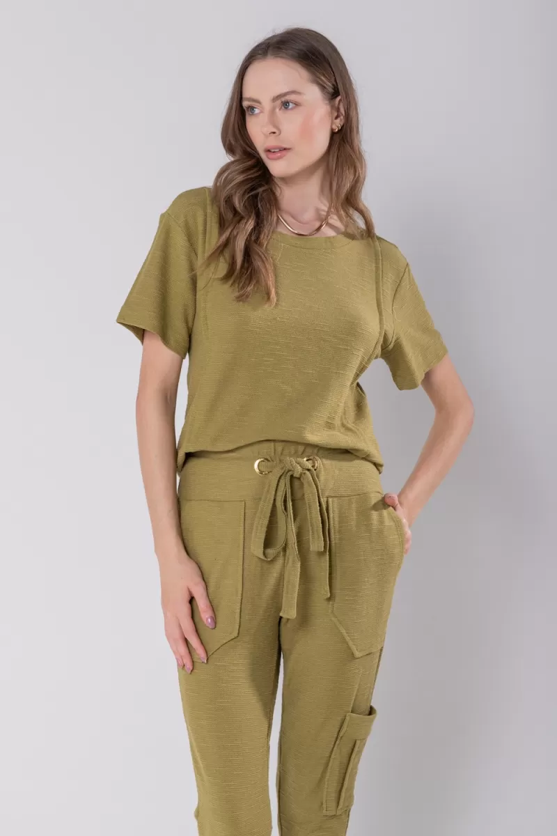 Hidrogênio - GREEN PLEASED AND SHORT SLEEVE BLOUSE - 19756 Hidrogênio - GREEN PLEASED AND SHORT SLEEVE BLOUSE - 19756