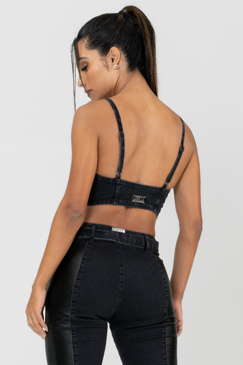 Labellamafia - Top Jeans Denim Preto Labellamafia - 30138