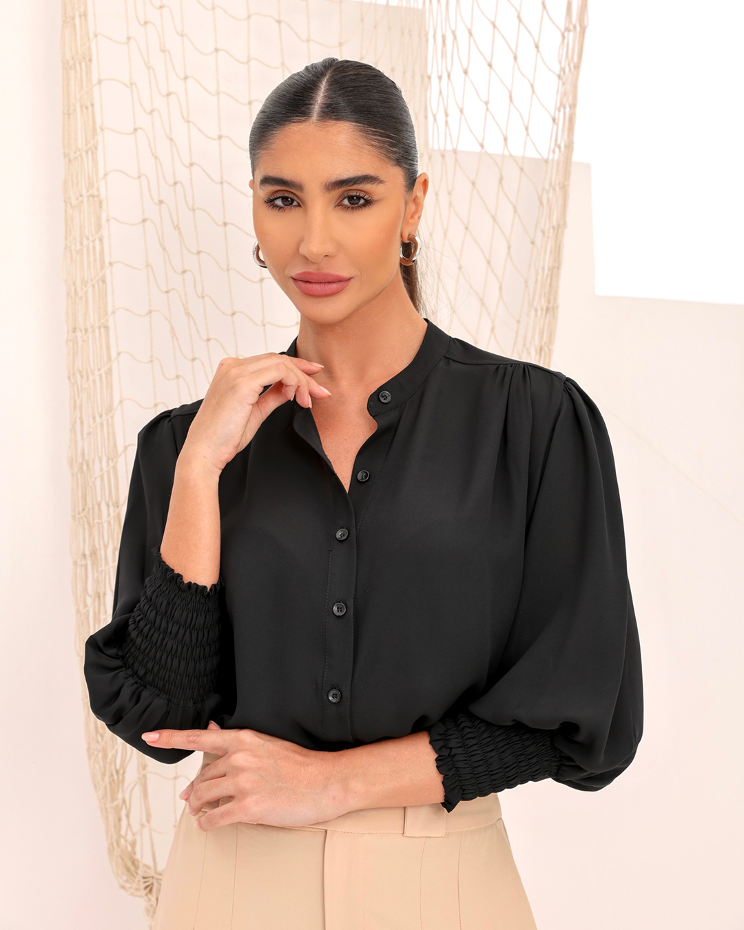 Dot Clothing - Dot Clothing Lastex Black Cuff Shirt - 0972NPRETO