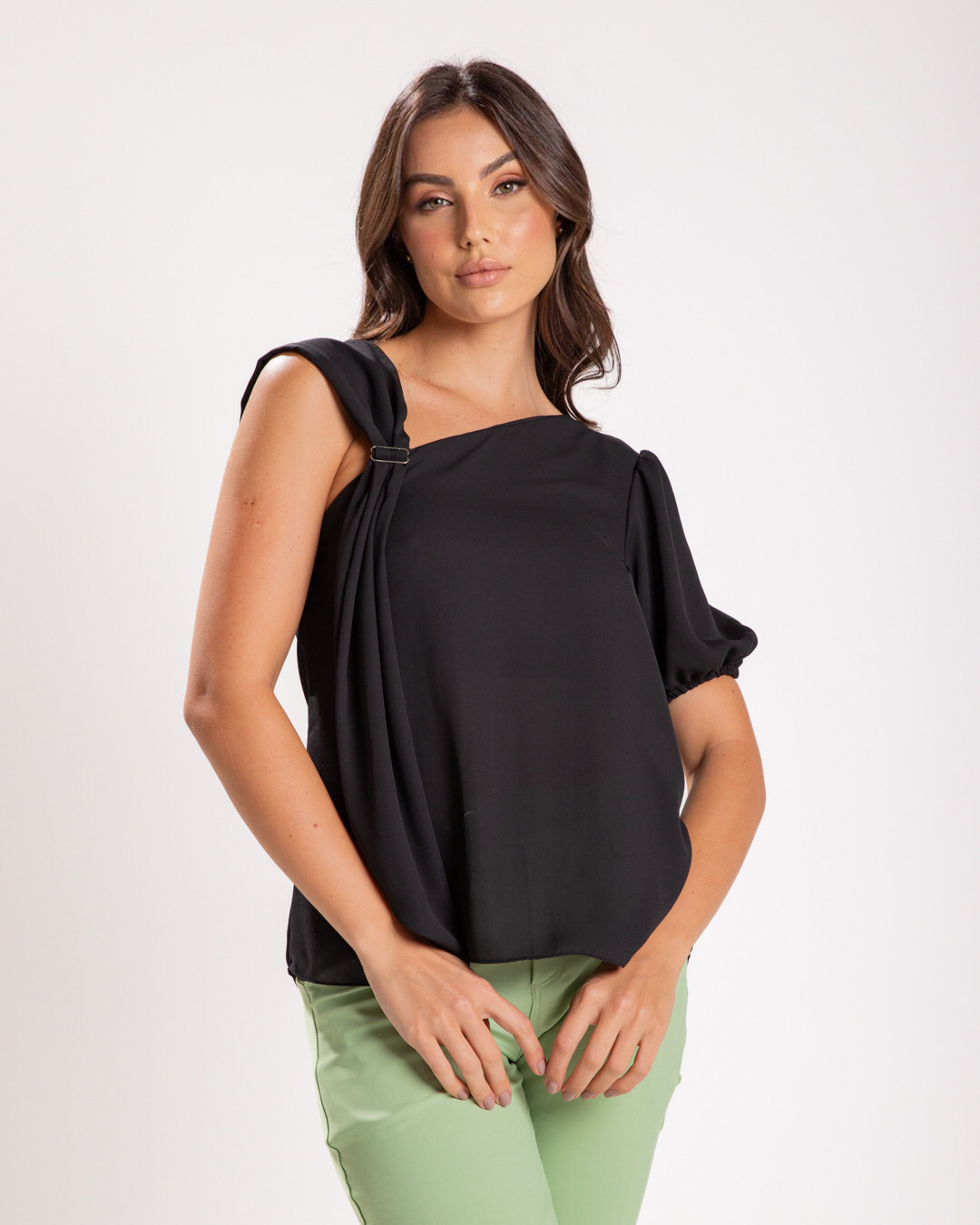 Miss Misses - Blusa Miss Misses Chiffon Metal na Faixa Preto - 54108001