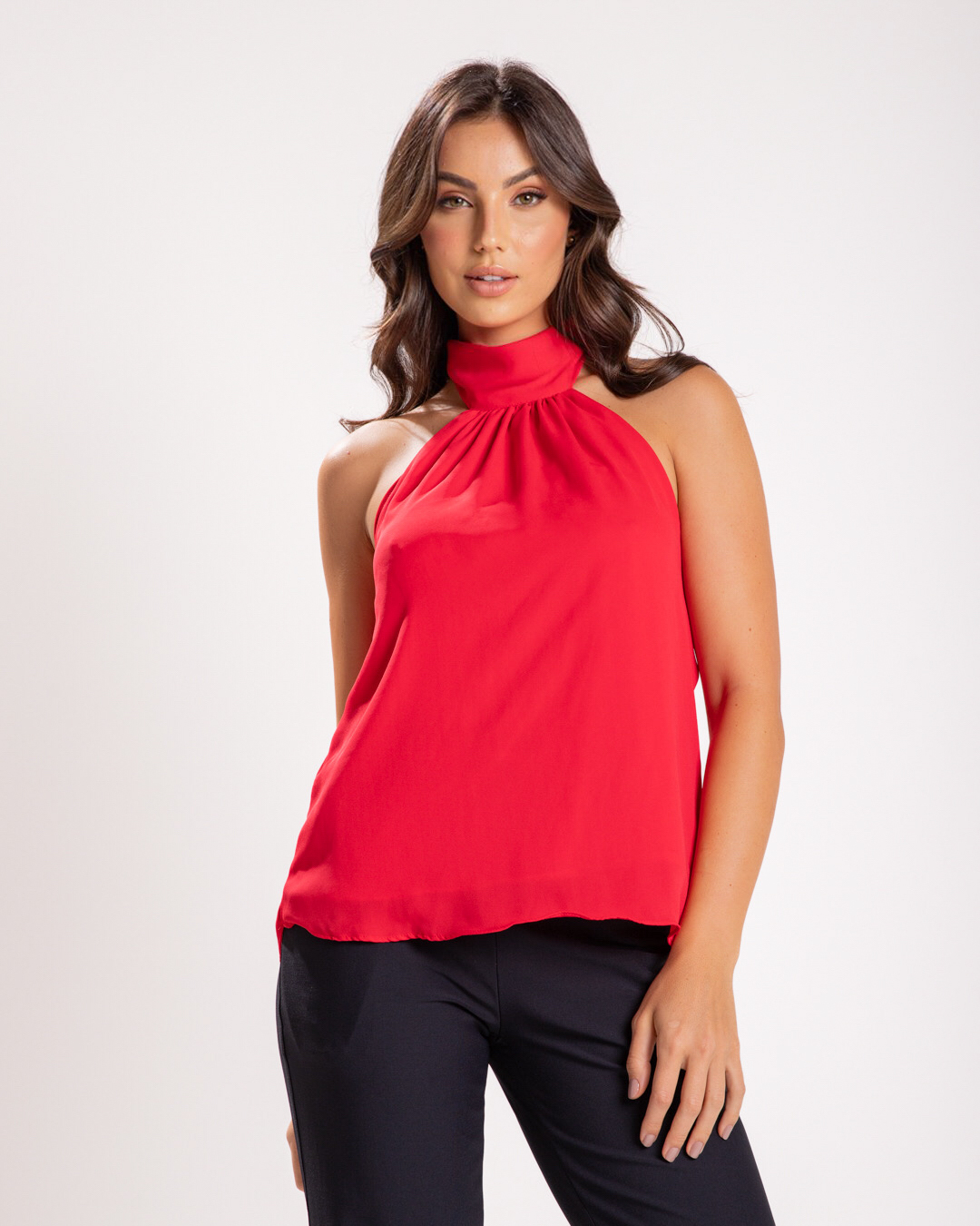 Miss Misses - Blusa Miss Misses Chiffon Frente Única Vermelho - 54117024