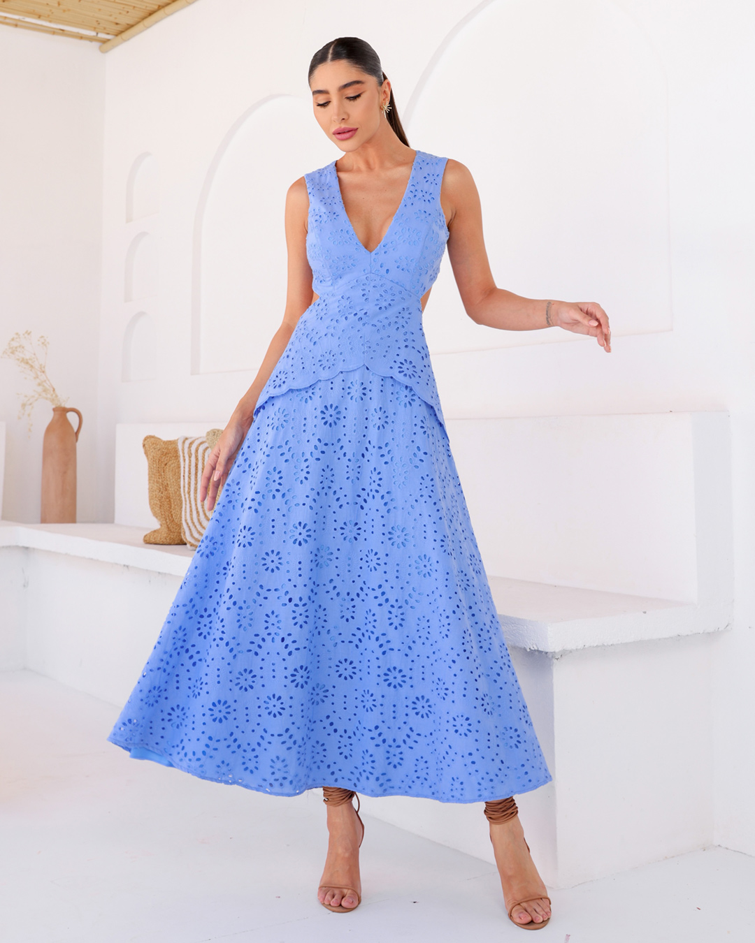 Dot Clothing - Dress Dot Clothing Longuete Laise Azul - 2110AZULESC