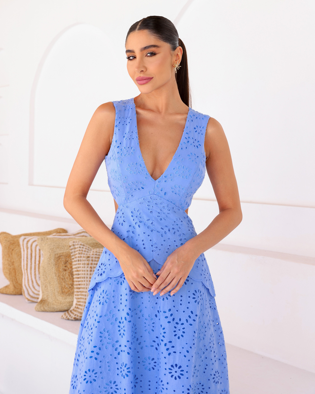 Dot Clothing - Vestido Dot Clothing Longuete Laise Azul - 2110AZULESC