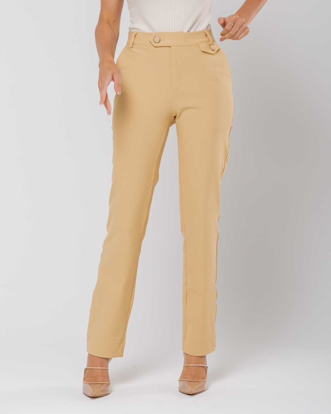 Miss Misses - Pants Miss Misses Detail Lapel Front Beige - 54061215