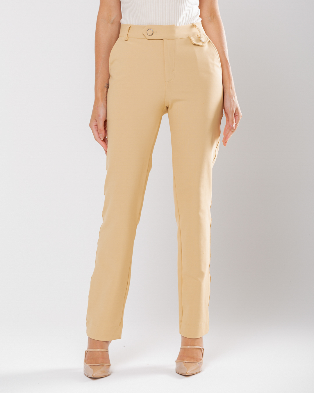 Miss Misses - Pants Miss Misses Detail Lapel Front Beige - 54061215