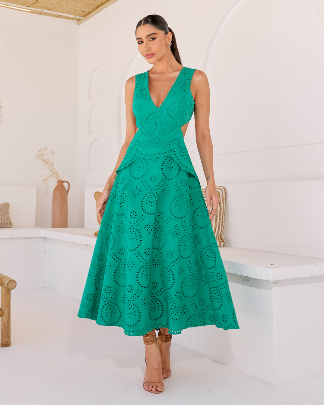 Dot Clothing - Vestido Dot Clothing Longuete Laise Verde - 2110VERDE