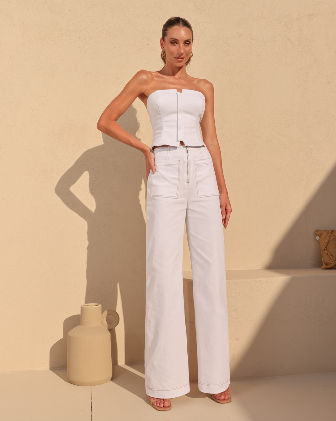 Dot Clothing - Conjunto Dot Clothing Jeans TMC Offwhite - 2105OFF