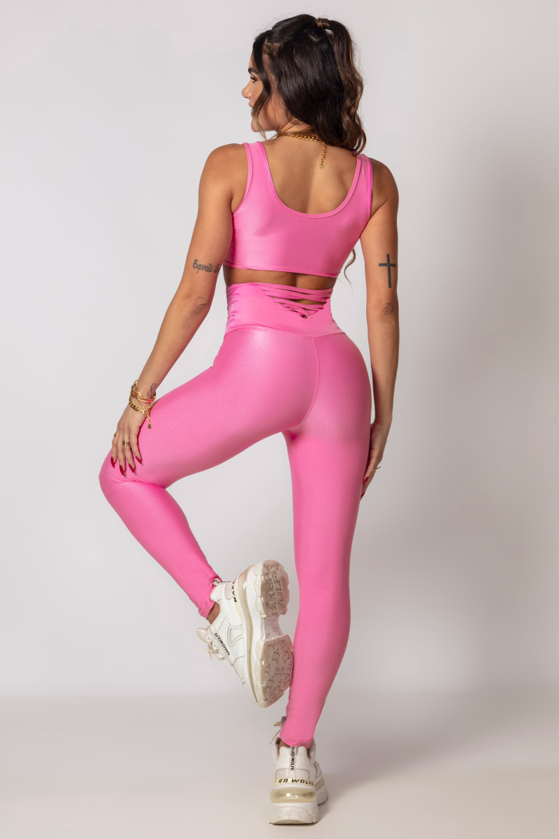Hipkini - Pov Leggings: Gym Summer Pink with Straps - 33330230