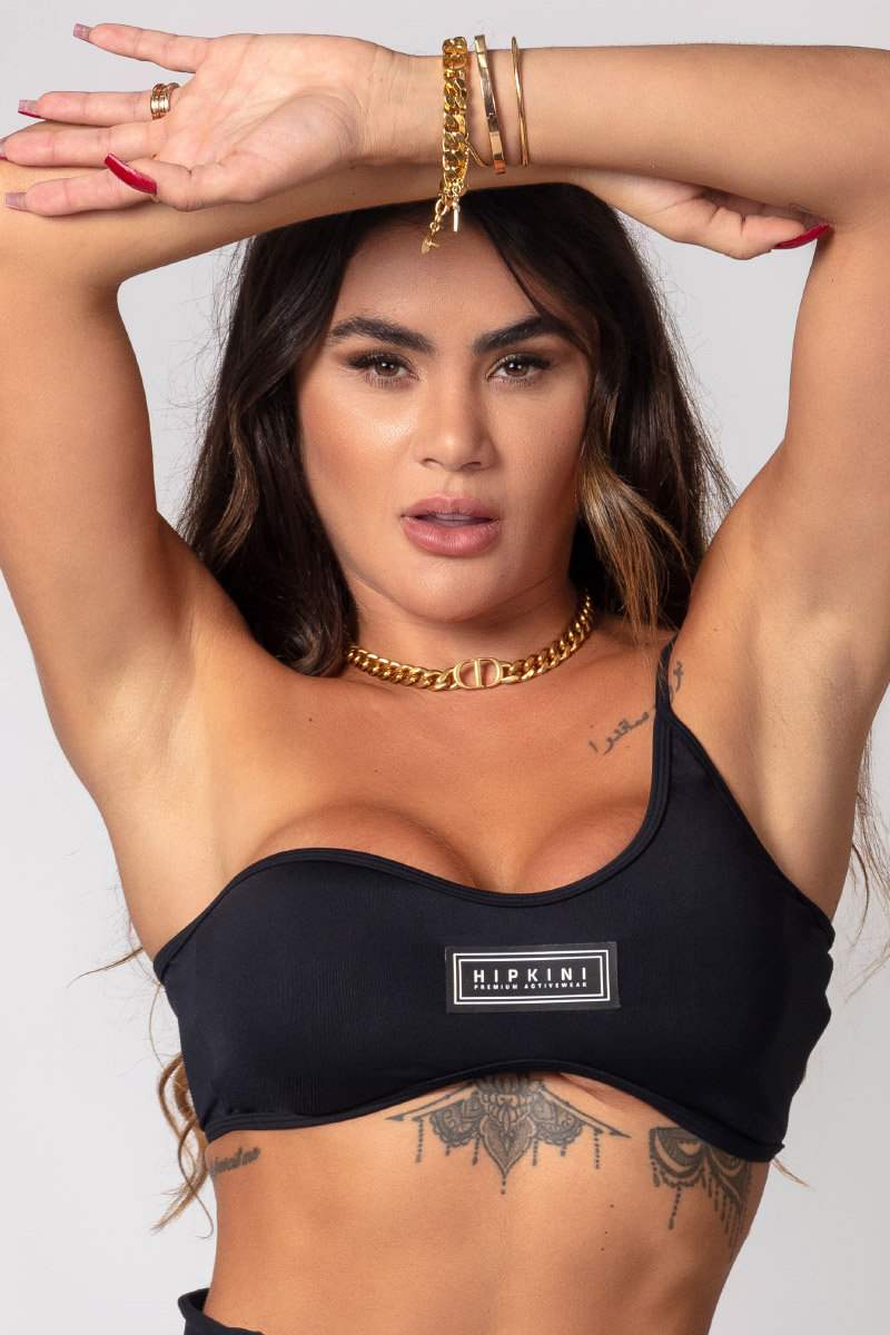 Hipkini - Top Pov: Black One-Shoulder Gym Summer - 33330233