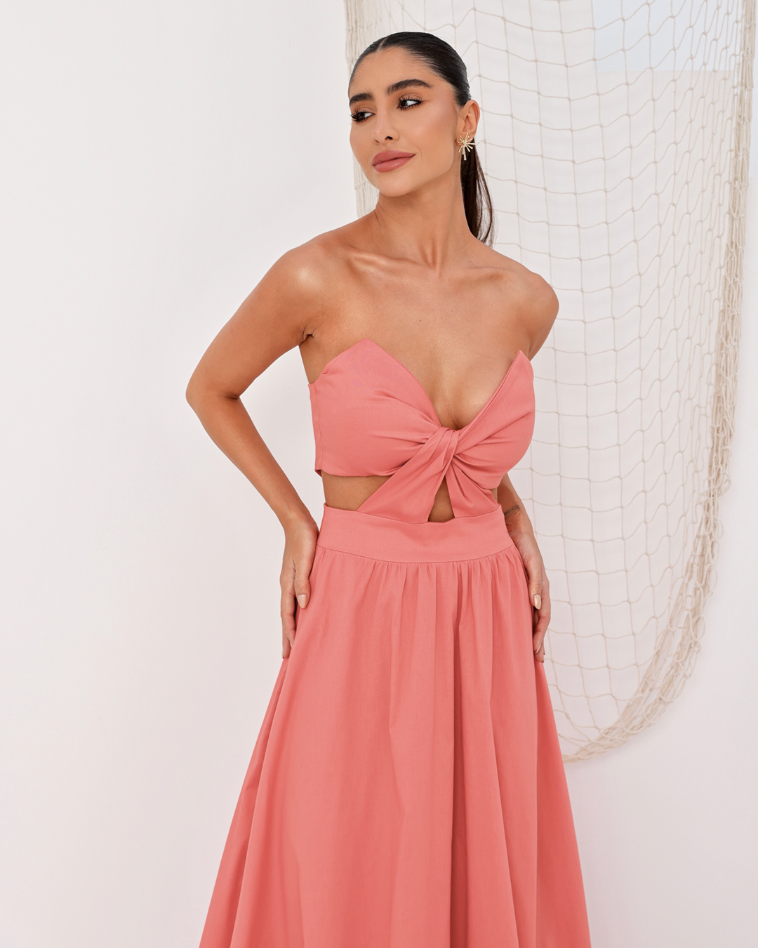 Dot Clothing - Vestido Dot Clothing Longo TMQ Pêssego - 2109CORAL