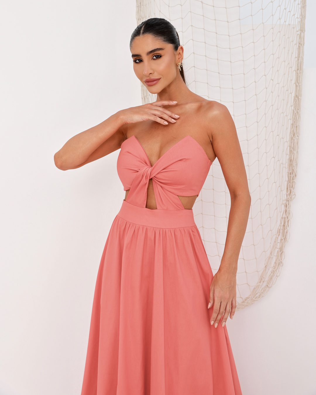 Dot Clothing - Vestido Dot Clothing Longo TMQ Pêssego - 2109CORAL