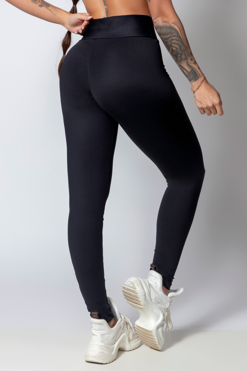 Hipkini - Black Sporty Style Legging with Side Silk - 33330265