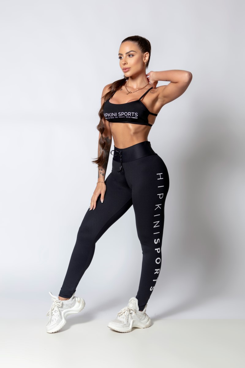 Hipkini - Black Sporty Style Legging with Side Silk - 33330265