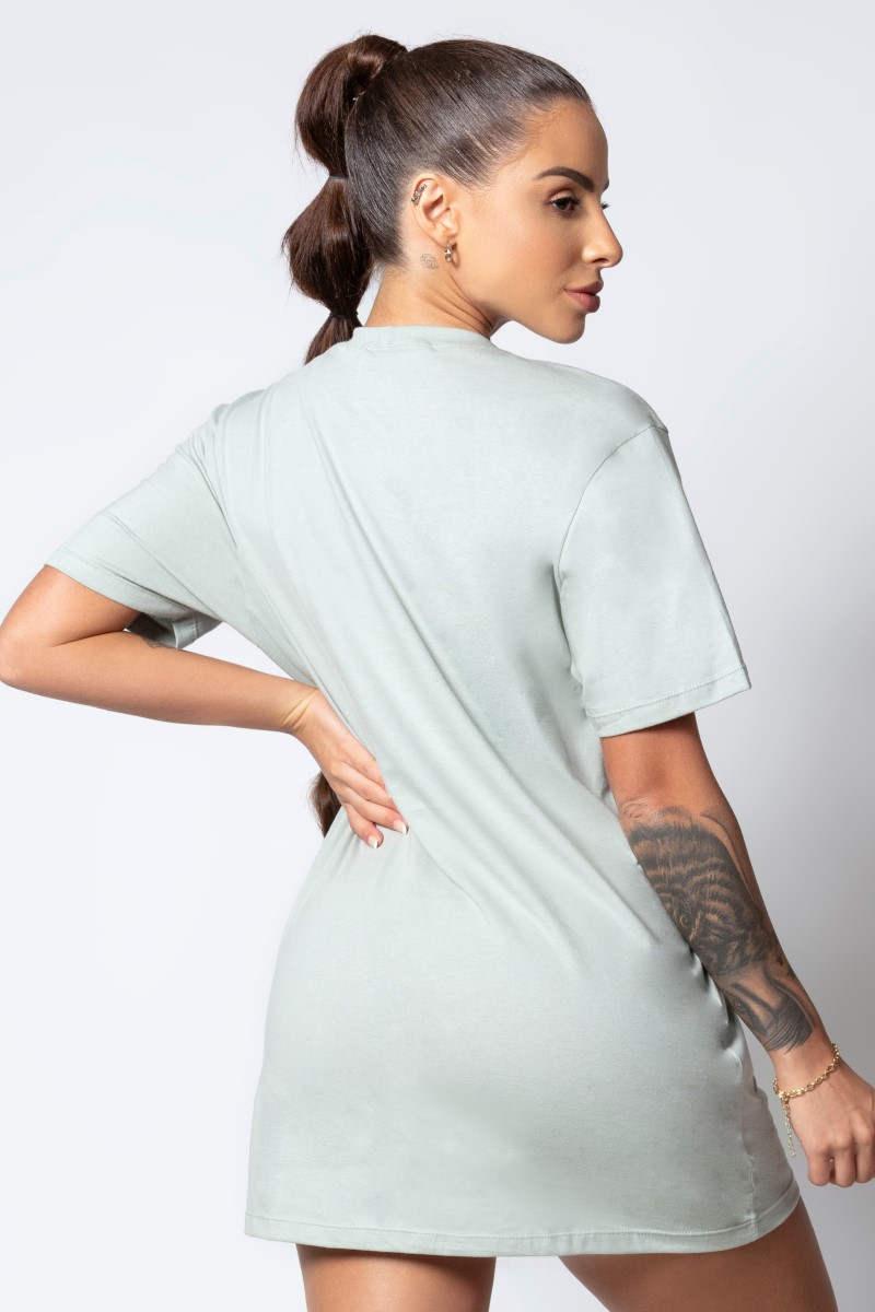 Hipkini - Large T-Shirt Sporty Style Gray Green with Silk - 33330247