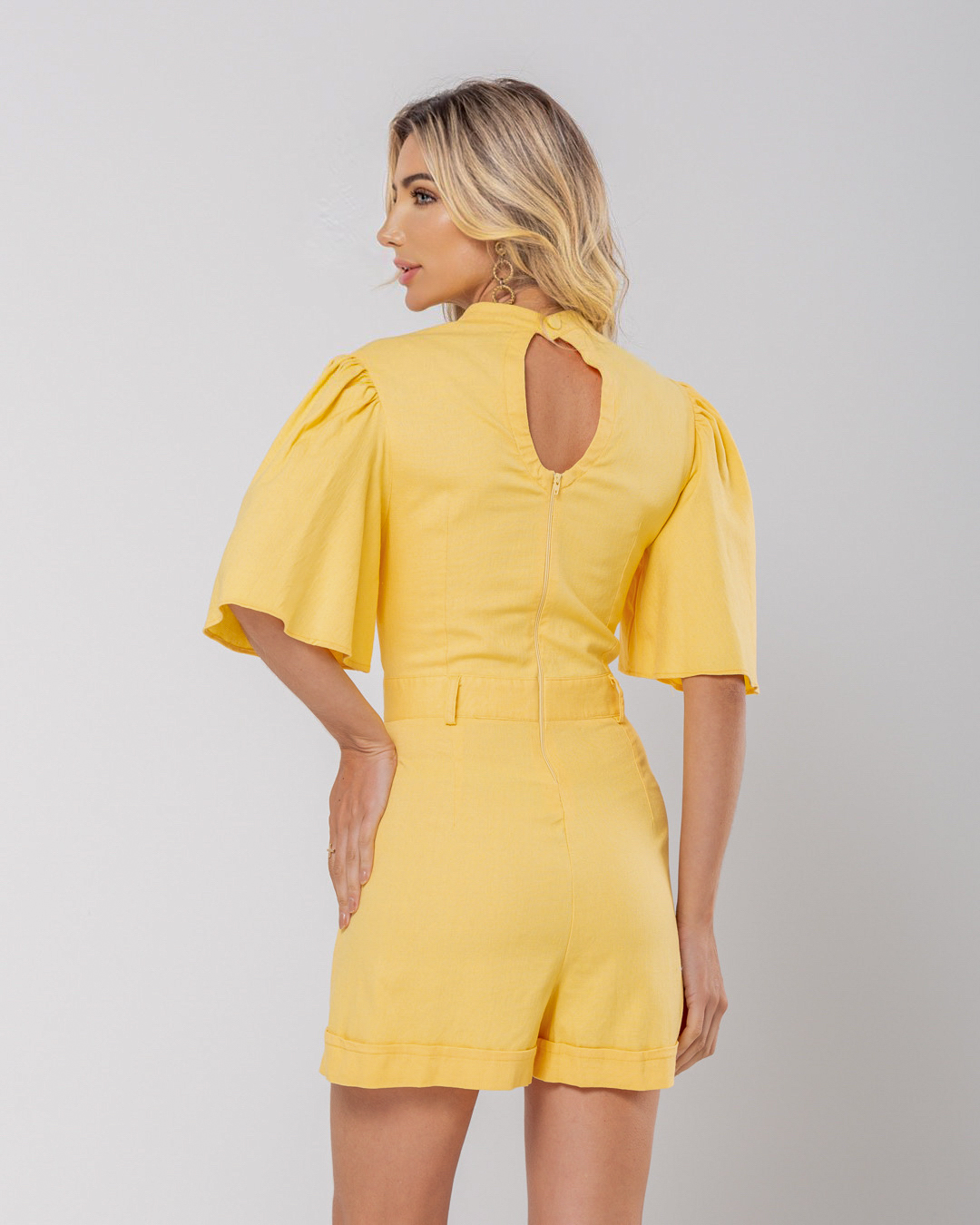 Miss Misses - Miss Misses Romper Sleeve Godê High Neck Yellow - 54120003