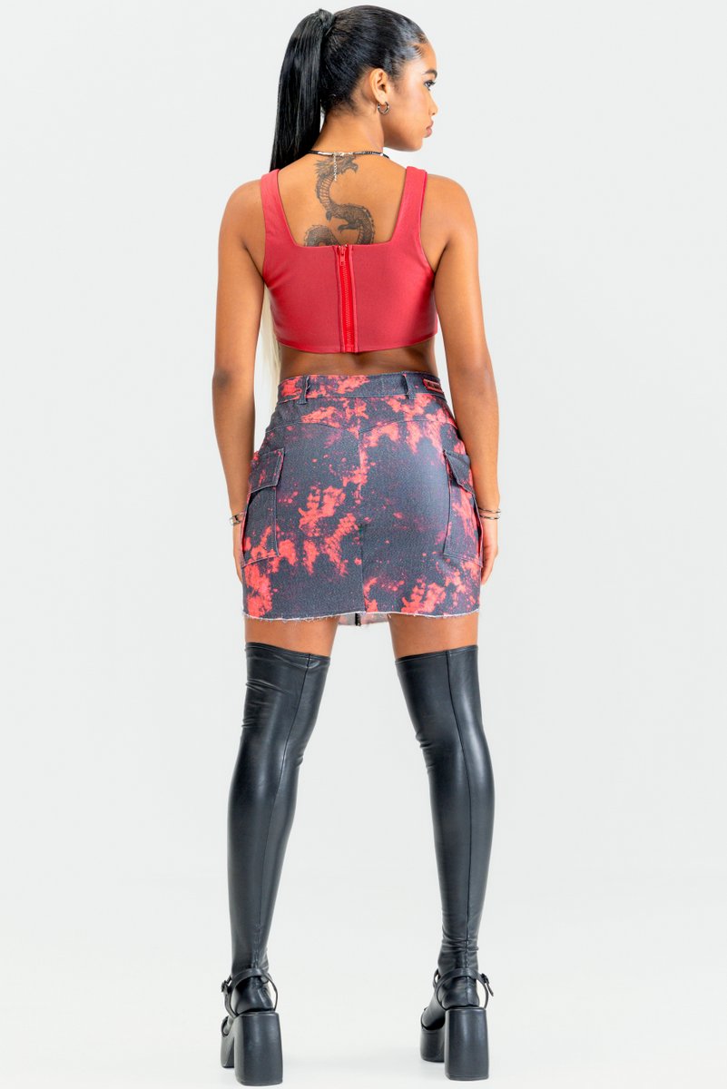 Labellamafia - Labellamafia Printed Savage Flat Skirt - 28717