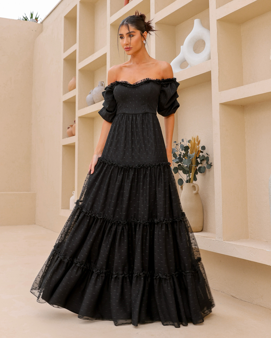 Dot Clothing - Dress Dot Clothing Long tulle Black - 2029PRETO
