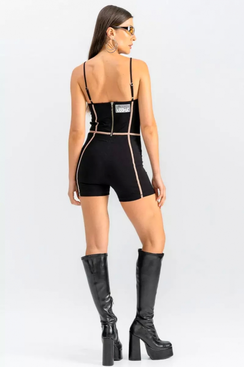 Labellamafia - Labellamafia Black Haze Mesh Romper - 27873