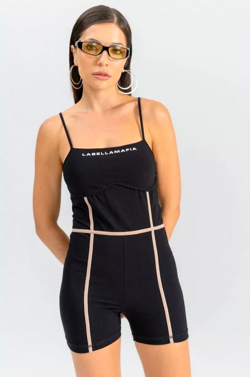 Labellamafia - Labellamafia Black Haze Mesh Romper - 27873