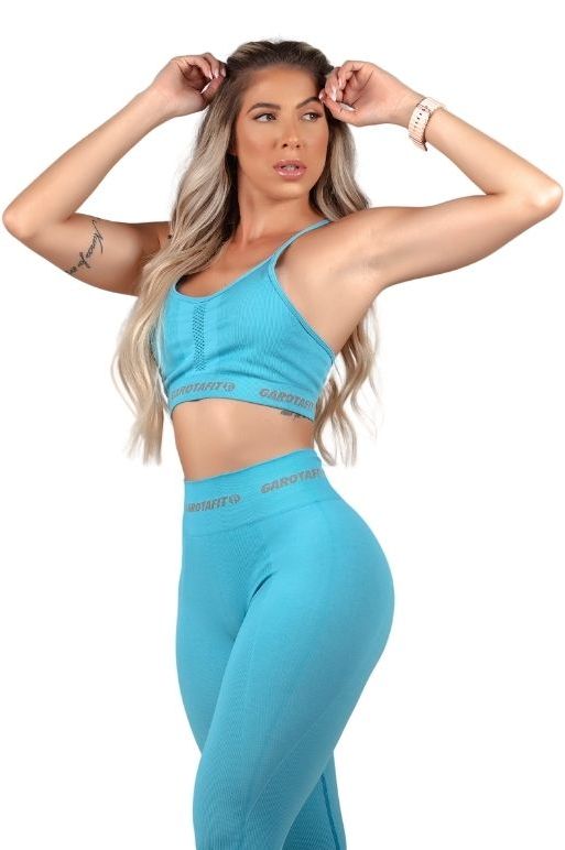 Garotafit - Top Seamless Hit Azul Bebê - TOB74LIG