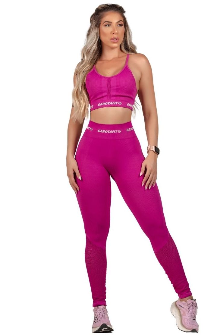 Garotafit - Dark Pink Seamless Hit Legging Pants - FUS463DPG