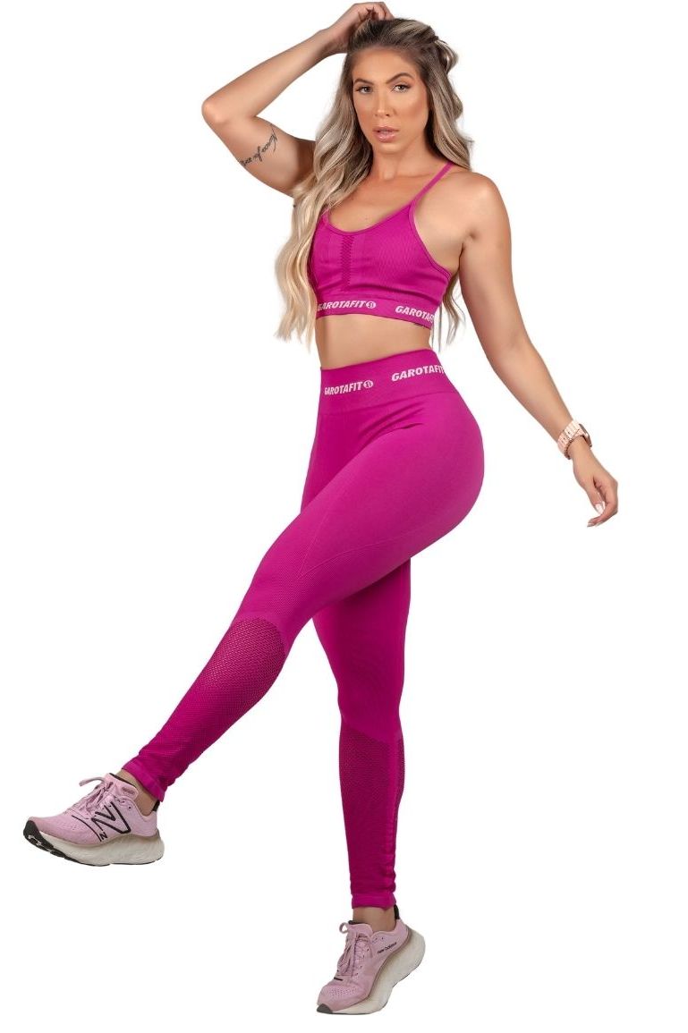 Garotafit - Dark Pink Seamless Hit Legging Pants - FUS463DPG