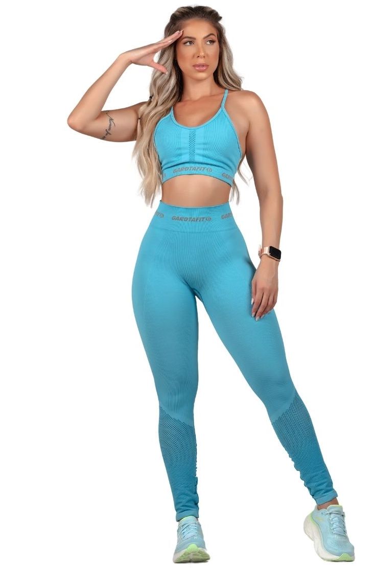 Garotafit - Baby Blue Seamless Hit Legging Pants - FUS463LIG