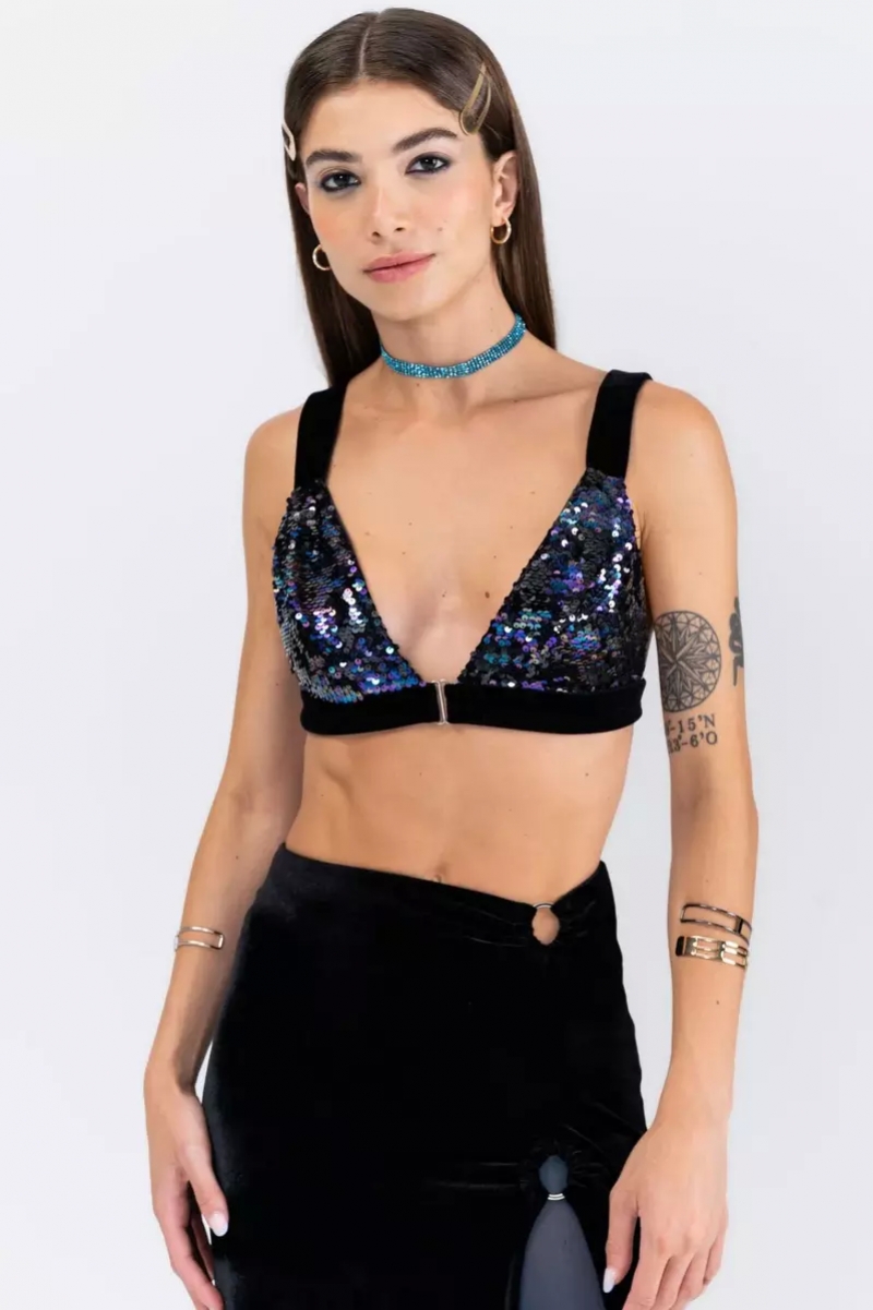 Labellamafia - Labellamafia Dark Forest Assorted Sequin Top - 28827