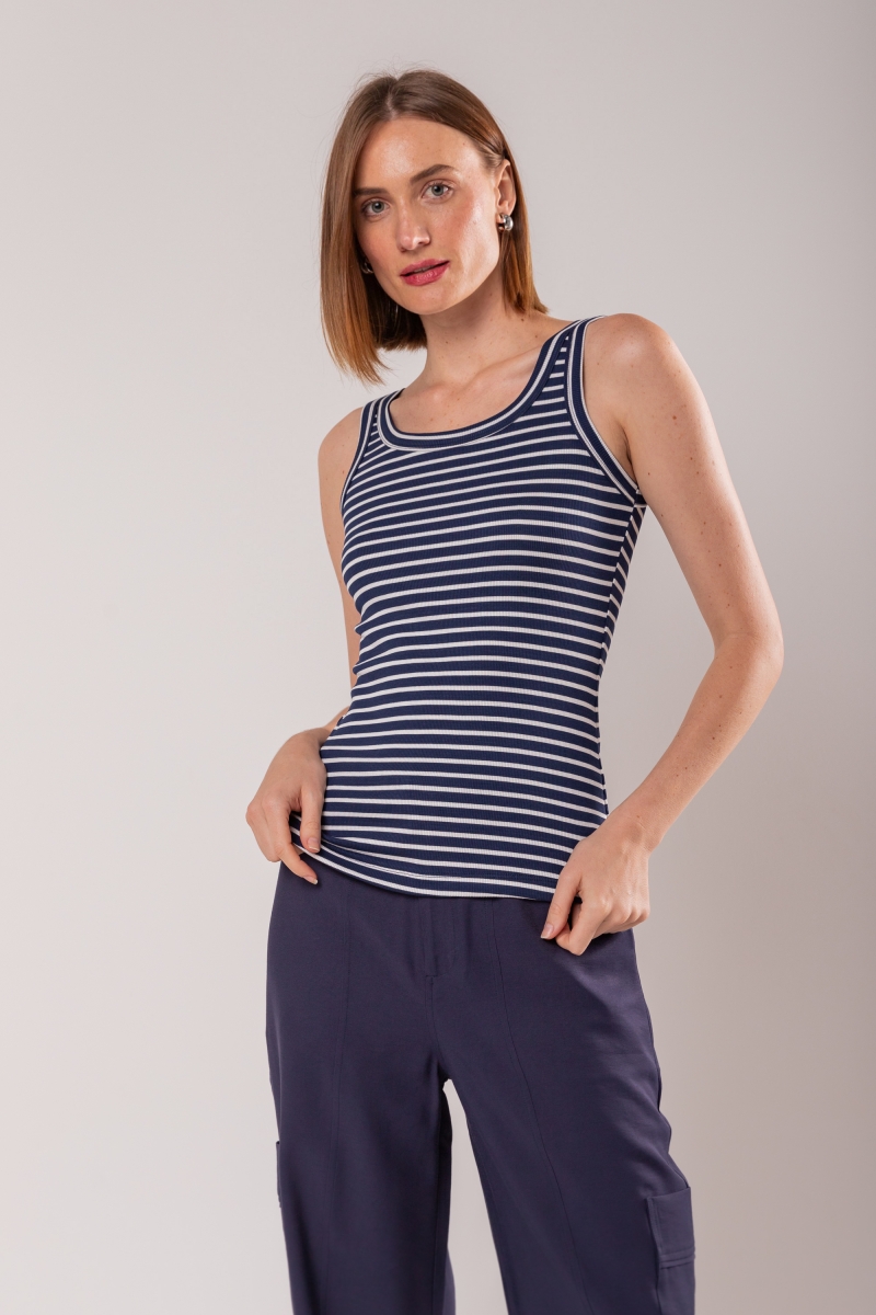 Hidrogênio - NAVY RIBBED STRIPED TANK - 19848004