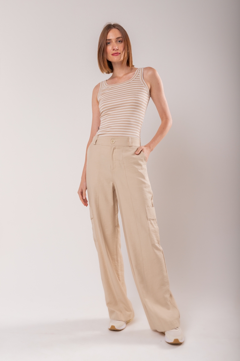 Hidrogênio - NAIR BEIGE STRAIGHT TROUSERS - 19793