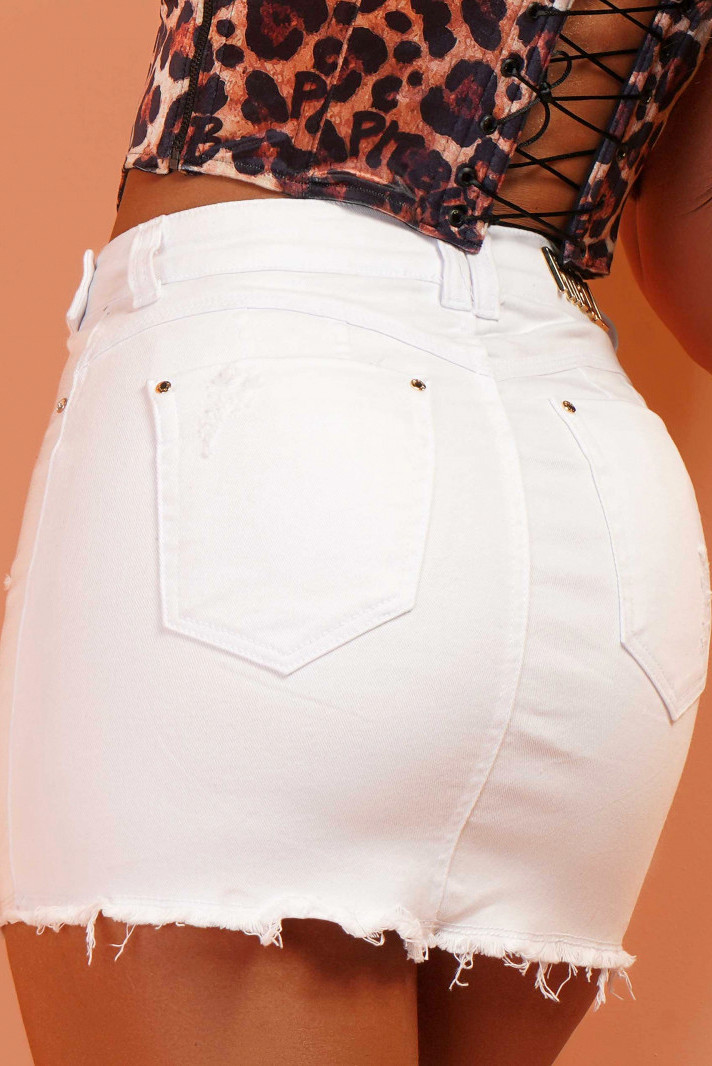 Pit Bull Jeans - Mini Skirt Color White Pitbull - 69993