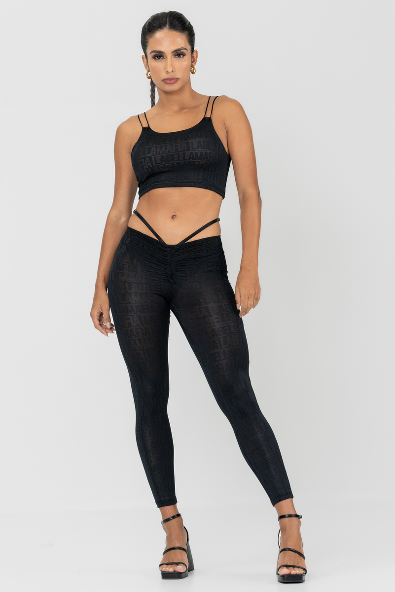 Labellamafia - Labellamafia Black Jacquard Legging - 29996