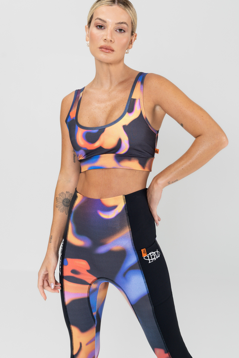 Labellamafia - Labellamafia Printed Beachsport Top and Leggings Set - 30681