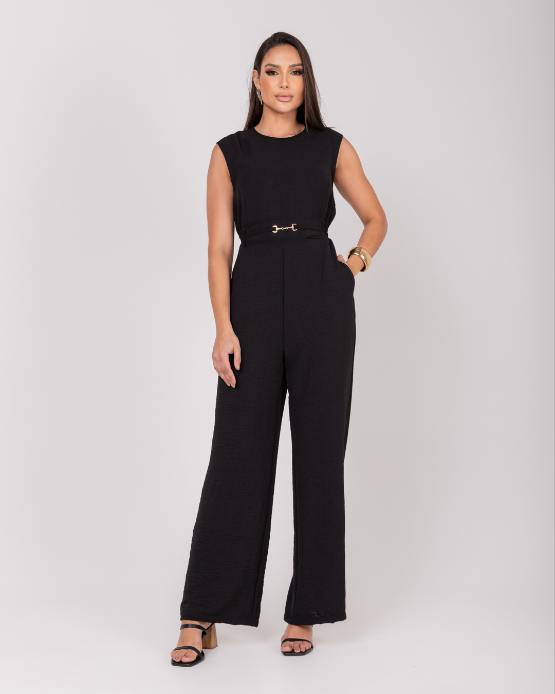 Miss Misses - Miss Misses Buckle Jumpsuit With Zipper Black - 54033PRETO