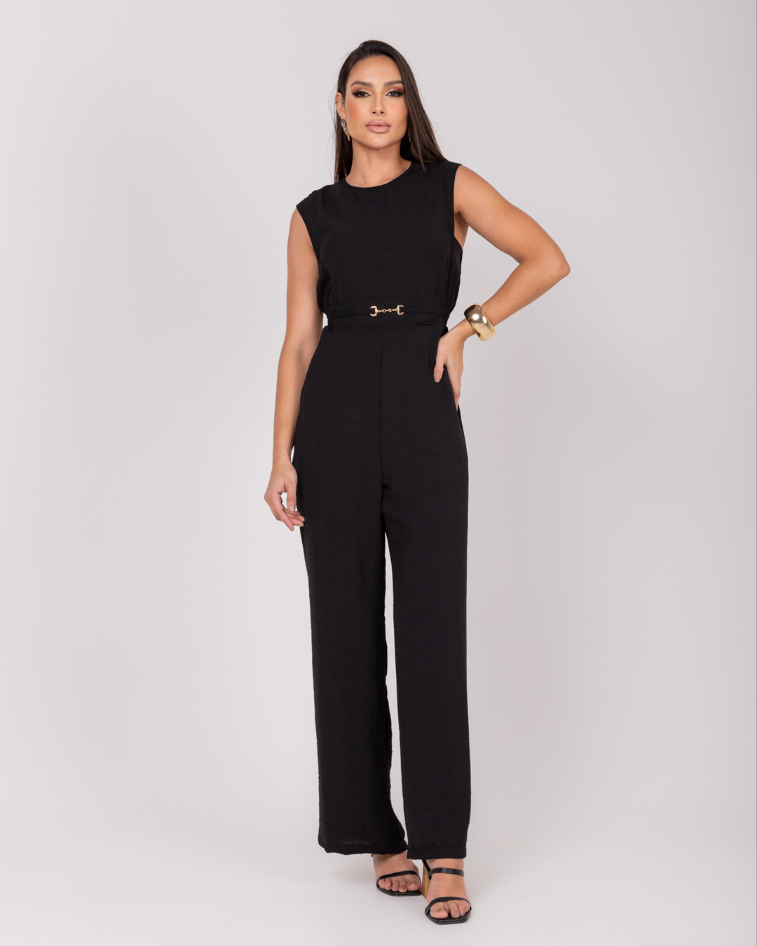 Miss Misses - Miss Misses Buckle Jumpsuit With Zipper Black - 54033PRETO